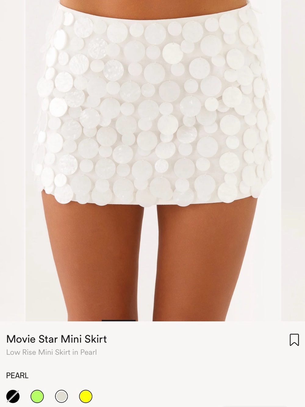 Peppermayo Pearl White Sequin Disc Mini Skirt